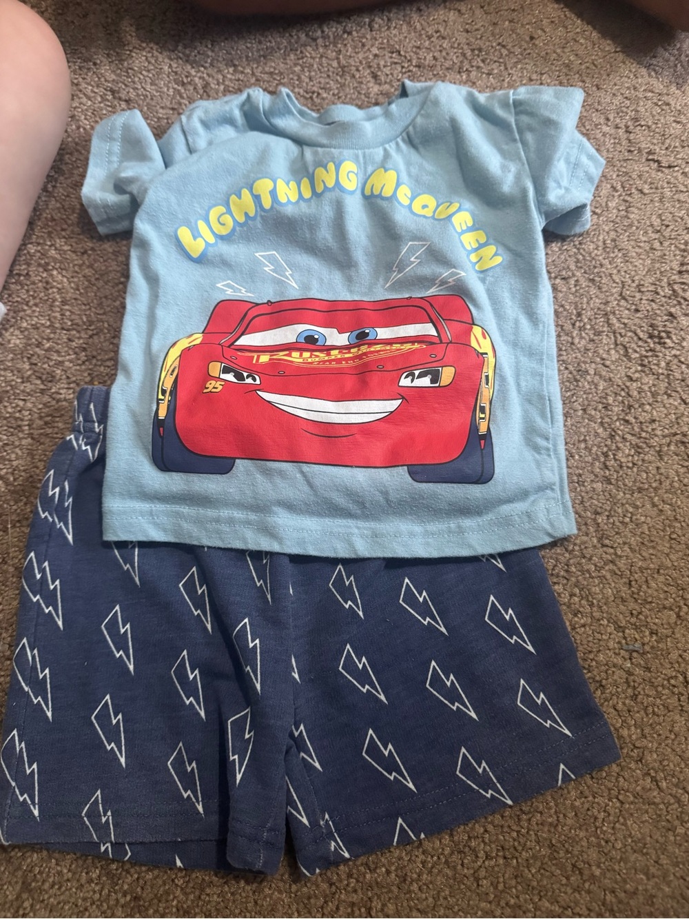 Disney Lightning McQueen Blue and Red Tee with Navy Lightning Shorts